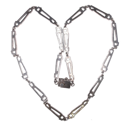 24" Retro Mexican Modernist sterling silver abstract link necklace - Estate Fresh Austin