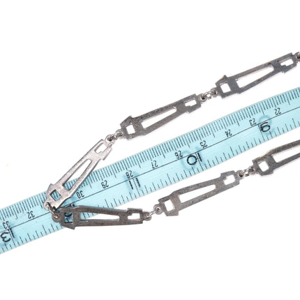 24" Retro Mexican Modernist sterling silver abstract link necklace - Estate Fresh Austin