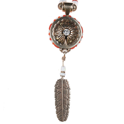 Boyd Tsosie Navajo 14k gold, diamond, opal, and coral beaded necklace - Estate Fresh Austin