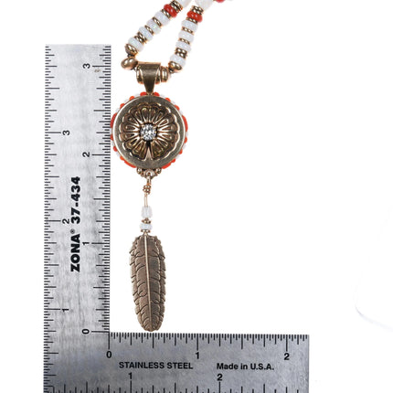 Boyd Tsosie Navajo 14k gold, diamond, opal, and coral beaded necklace - Estate Fresh Austin