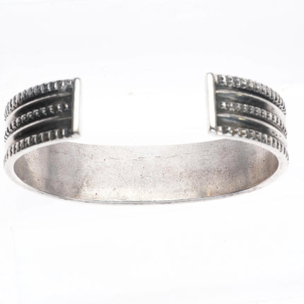 6.5" Vintage Navajo heavily stamped ingot silver cuff bracelet sterling - Estate Fresh Austin