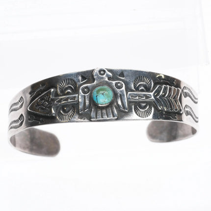 6.6" 30's-40's nice Fred Harvey sterling silver thunderbird/arrow cuff bracelet - Estate Fresh Austin