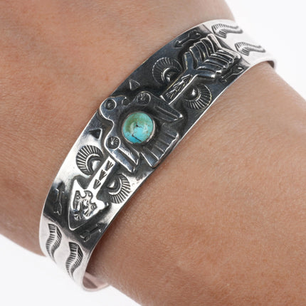 6.6" 30's-40's nice Fred Harvey sterling silver thunderbird/arrow cuff bracelet - Estate Fresh Austin