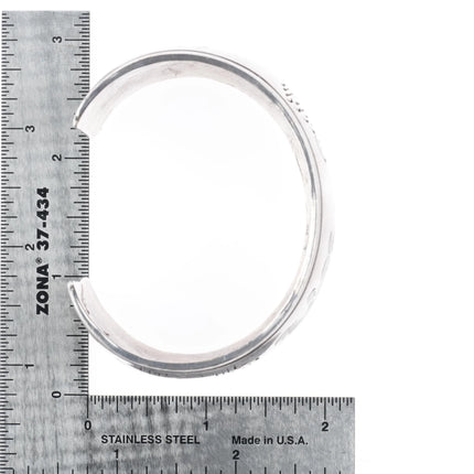 7" Navajo sterling silver Kachina/Yei chip inlay wide band cuff bracelet - Estate Fresh Austin