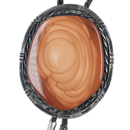 c1980's Huge Vintage Navajo Sterling silver Bruneau Jasper slab bolo tie - Estate Fresh Austin