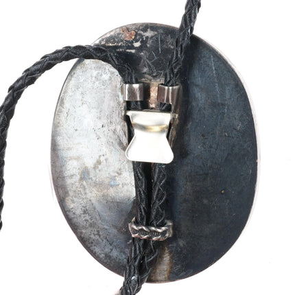 c1980's Huge Vintage Navajo Sterling silver Bruneau Jasper slab bolo tie - Estate Fresh Austin
