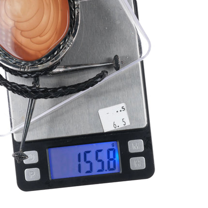 c1980's Huge Vintage Navajo Sterling silver Bruneau Jasper slab bolo tie - Estate Fresh Austin