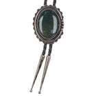 c1980's DD Navajo Dark Green Jasper sterling silver bolo tie - Estate Fresh Austin