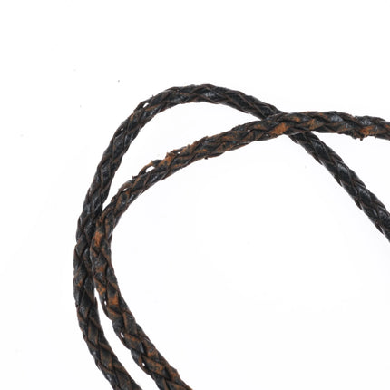 c1960 c-31 Navajo sterling silver waterweb turquoise overlay bolo tie geometric - Estate Fresh Austin