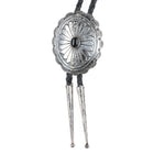 c1980's RB Navajo sterling silver concho bolo tie with onyx - Estate Fresh Austin