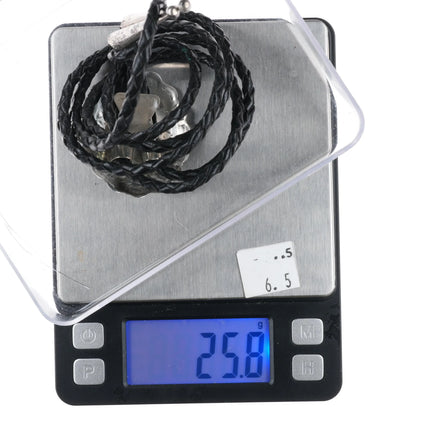 c1980's RB Navajo sterling silver concho bolo tie with onyx - Estate Fresh Austin