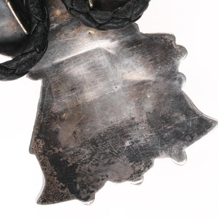 Anna Tekala Zuni sterling silver inlaid knifewing bolo tie turquoise/coral/shell - Estate Fresh Austin