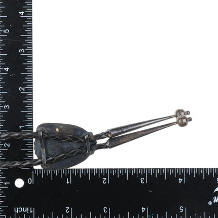 c1950 Navajo sterling silver bolo tie with nice large turquoise nugget - Estate Fresh Austin