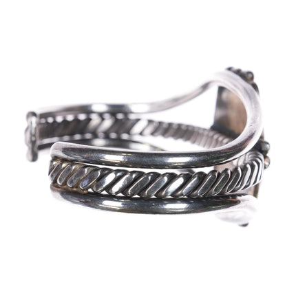 6.25" 40's-50's Petrified wood Navajo sterling silver cuff bracelet - Estate Fresh Austin