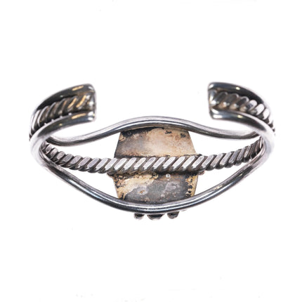 6.25" 40's-50's Petrified wood Navajo sterling silver cuff bracelet - Estate Fresh Austin