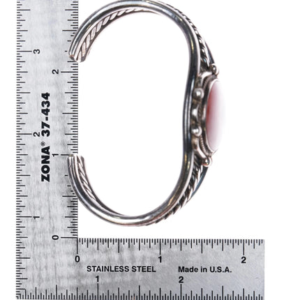 6.25" 40's-50's Petrified wood Navajo sterling silver cuff bracelet - Estate Fresh Austin