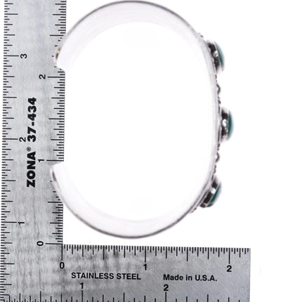 6.4" 40's-50's Navajo Cerrillos Turquoise wide sterling silver cuff bracelet - Estate Fresh Austin