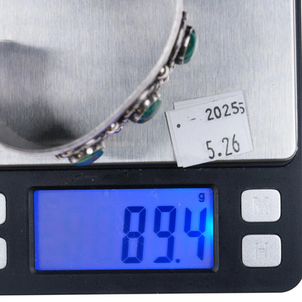 6.4" 40's-50's Navajo Cerrillos Turquoise wide sterling silver cuff bracelet - Estate Fresh Austin