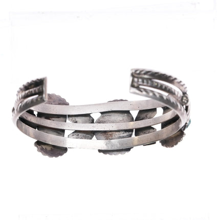 6.5" Vintage Navajo sterling silver 3 stone nugget turquoise cuff bracelet - Estate Fresh Austin
