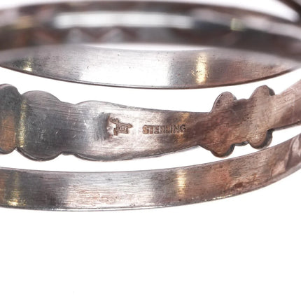 6.3" Bell Trading Post Sterling silver carinated rims turquoise row cuff bracelet - Estate Fresh Austin