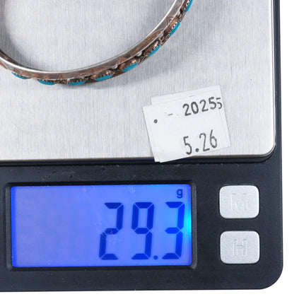 6.3" Bell Trading Post Sterling silver carinated rims turquoise row cuff bracelet - Estate Fresh Austin