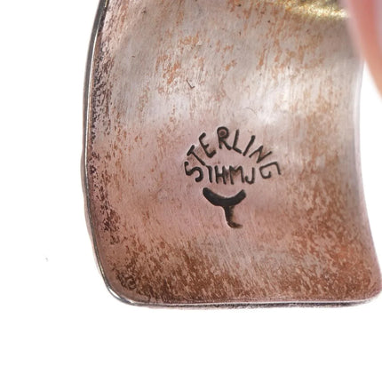 6.5" IHMJ Navajo sterling silver wide band cuff bracelet stamped design - Estate Fresh Austin