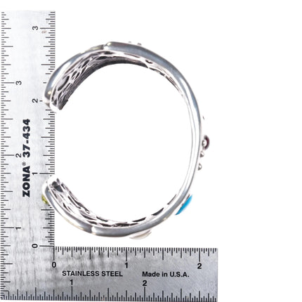 6.25" Carolyn Pollack sterling silver multi-stone southwestern cuff bracelet - Estate Fresh Austin