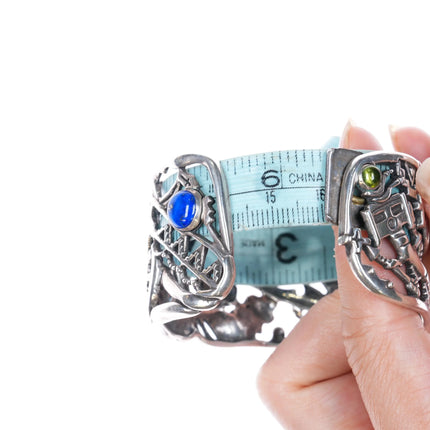 6.25" Carolyn Pollack sterling silver multi-stone southwestern cuff bracelet - Estate Fresh Austin