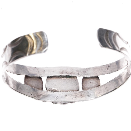 6.4" 1930's Navajo ingot silver nicely stamped turquoise cuff bracelet sterling - Estate Fresh Austin