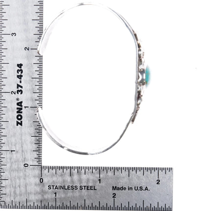 6.4" 1930's Navajo ingot silver nicely stamped turquoise cuff bracelet sterling - Estate Fresh Austin