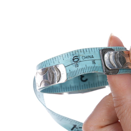6.4" 1930's Navajo ingot silver nicely stamped turquoise cuff bracelet sterling - Estate Fresh Austin