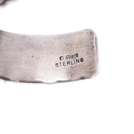 6.6" Danny Clark Navajo Indian Mountain Turquoise hammered sterling silver cuff bracelet - Estate Fresh Austin