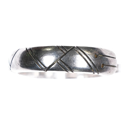 6.35" Jimmie King Jr Navajo Hand Chiseled Heavy sterling silver cuff bracelet - Estate Fresh Austin