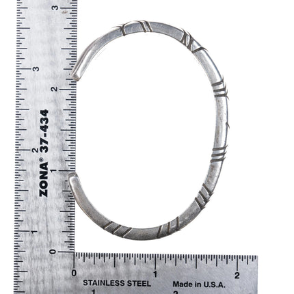 6.35" Jimmie King Jr Navajo Hand Chiseled Heavy sterling silver cuff bracelet - Estate Fresh Austin