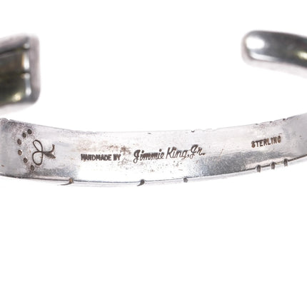 6.35" Jimmie King Jr Navajo Hand Chiseled Heavy sterling silver cuff bracelet - Estate Fresh Austin