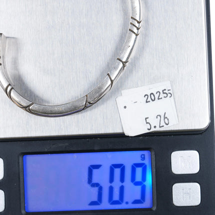 6.35" Jimmie King Jr Navajo Hand Chiseled Heavy sterling silver cuff bracelet - Estate Fresh Austin