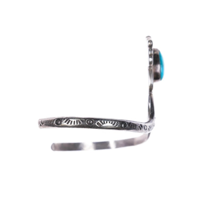 6.1" 1970's Jameson Lee Navajo sterling silver turquoise cuff bracelet - Estate Fresh Austin