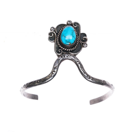 6.1" 1970's Jameson Lee Navajo sterling silver turquoise cuff bracelet - Estate Fresh Austin