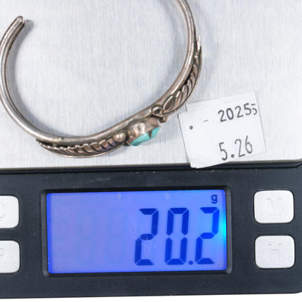 6" 60's-70's Navajo sterling slim/sturdy feather blossom silver cuff bracelet - Estate Fresh Austin