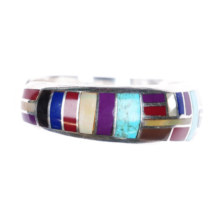 6.7" AA Southwestern sterling silver multi-stone/shell inlay cuff bracelet - Estate Fresh Austin