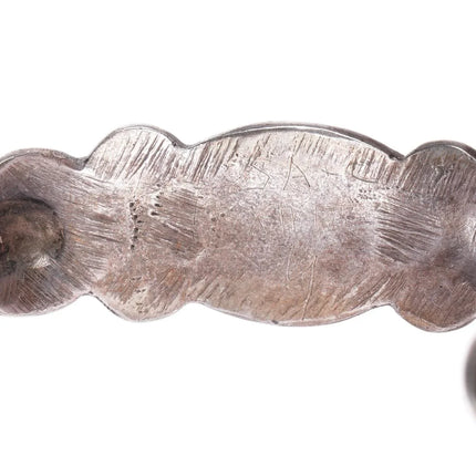 6" 30's-40s Navajo Blue Gem turquoise hand stamped sterling silver cuff bracelet - Estate Fresh Austin