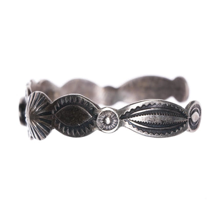 6" 30's-40s Navajo Blue Gem turquoise hand stamped sterling silver cuff bracelet - Estate Fresh Austin