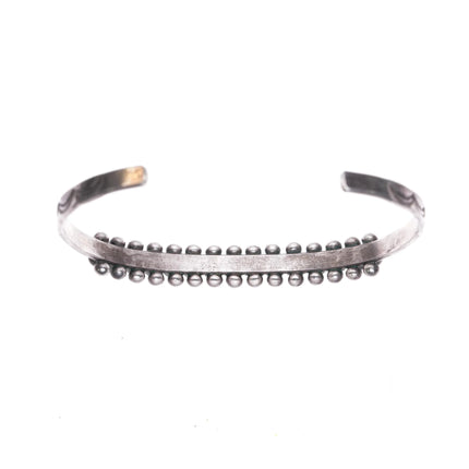 6.6" Zuni 30's-40s Stamped sterling silver Turquoise snake eye row cuff bracelet - Estate Fresh Austin