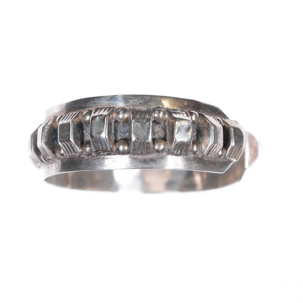 6.75" Vintage Mexican sterling silver Art Deco style geometric cuff bracelet - Estate Fresh Austin