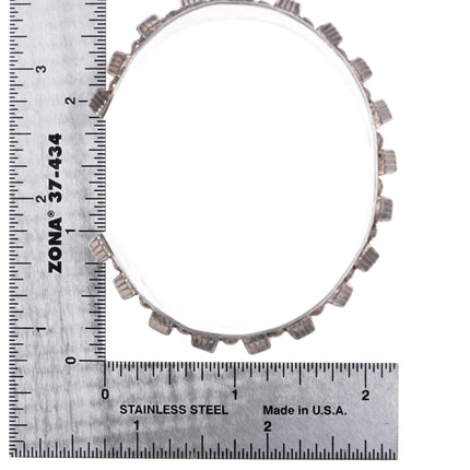 6.75" Vintage Mexican sterling silver Art Deco style geometric cuff bracelet - Estate Fresh Austin