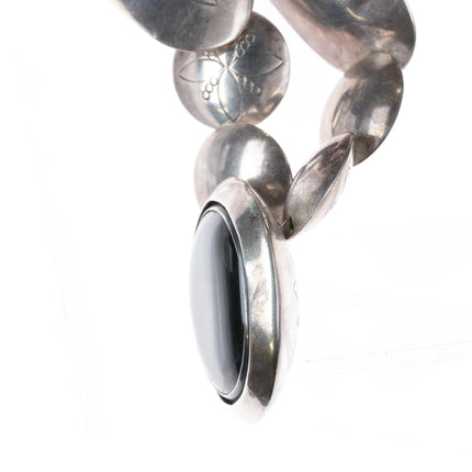 20" Mark Jimenez Apache reversible Onyx pillow bead necklace sterling silver - Estate Fresh Austin
