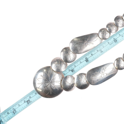 20" Mark Jimenez Apache reversible Onyx pillow bead necklace sterling silver - Estate Fresh Austin