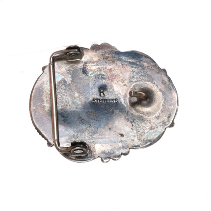 Rosella Paxson-Sandoval Apache nice large turquoise sterling silver belt buckle - Estate Fresh Austin