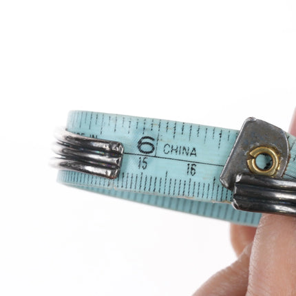 6.5" Vintage Navajo sterling silver 3 stone hearts cuff bracelet /nice turquoise - Estate Fresh Austin