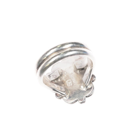 Sz8 SD Navajo green spiderweb Variscite sterling silver ring - Estate Fresh Austin